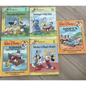Vintage 5 Walt Disney Fun to Read Library Books Beginner #' S - 2, 4, 6, 12 & 14